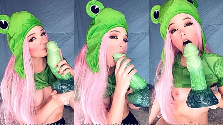 Watch Me Put This Huge Green Dildo In My Mouth Belle Delphine Onlyfans Leaked Frog Babe Cosplay